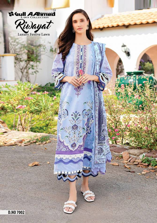 Riwayat Vol 7 By Gull A Ahmed Lawn Cotton Pakistani Dress Material Suppliers In India
